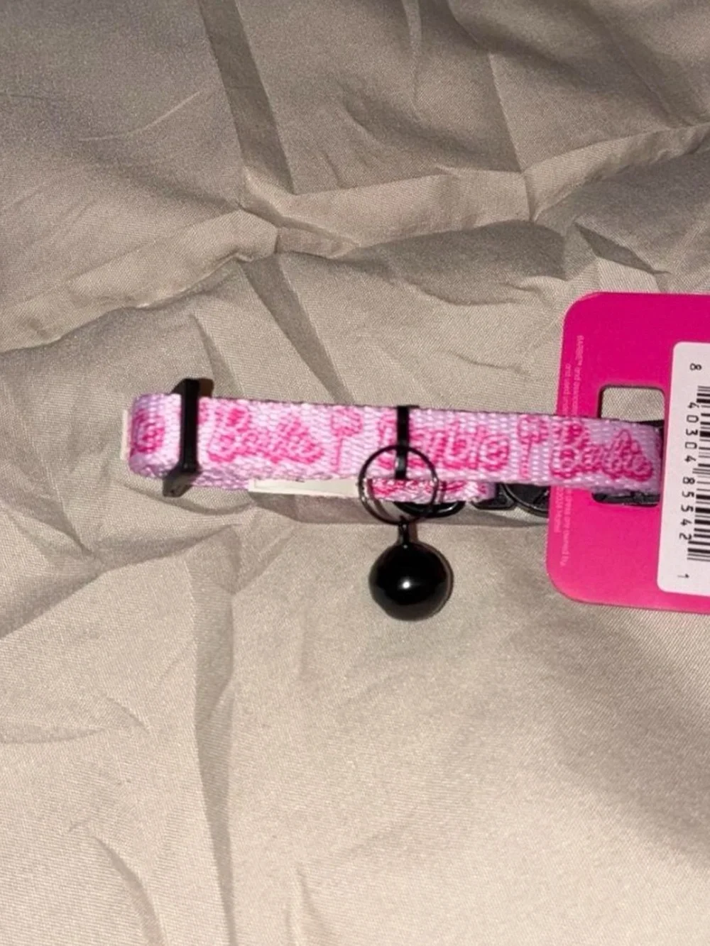 Barbie Pink Patterned cat Collar with Black Bell